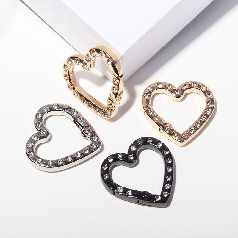 FS4624-2.5*2.6cm Double Side With Diamond Heart Metal Key Ring