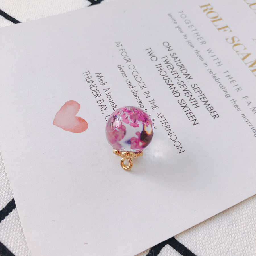 FS3460- 16MM Real Dried Flower Resin Glass Charms For Making Car Hangers