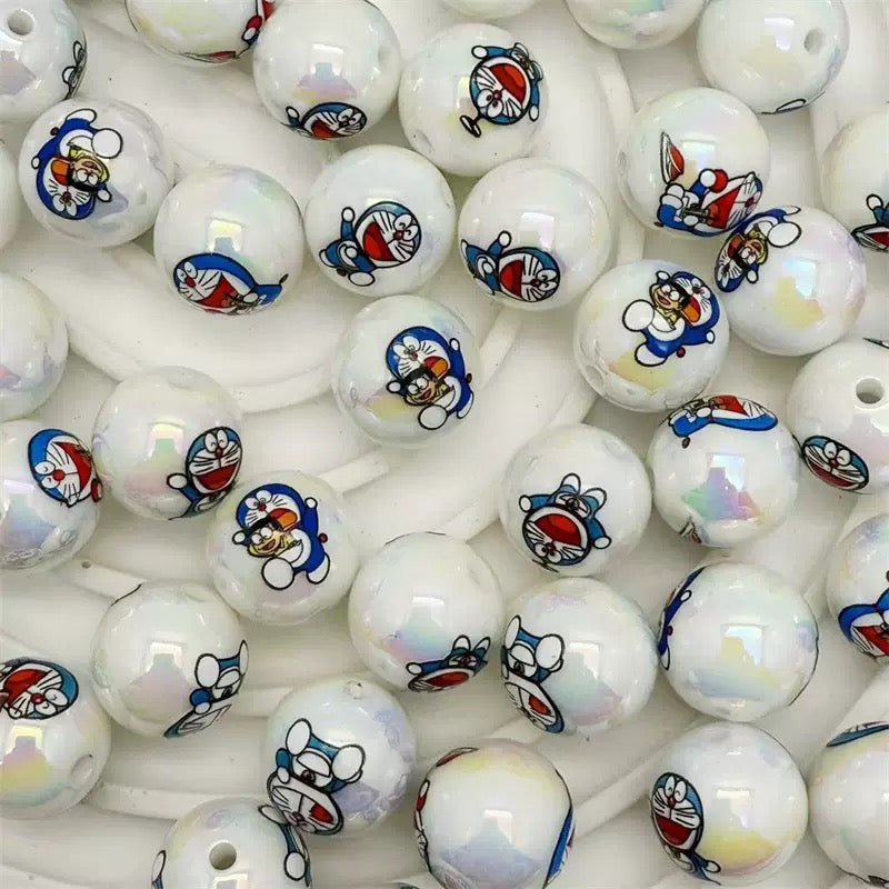FS4267-16MM UV Coating Doraemon Printed Acrylic Beads Fit For Beadable Pens
