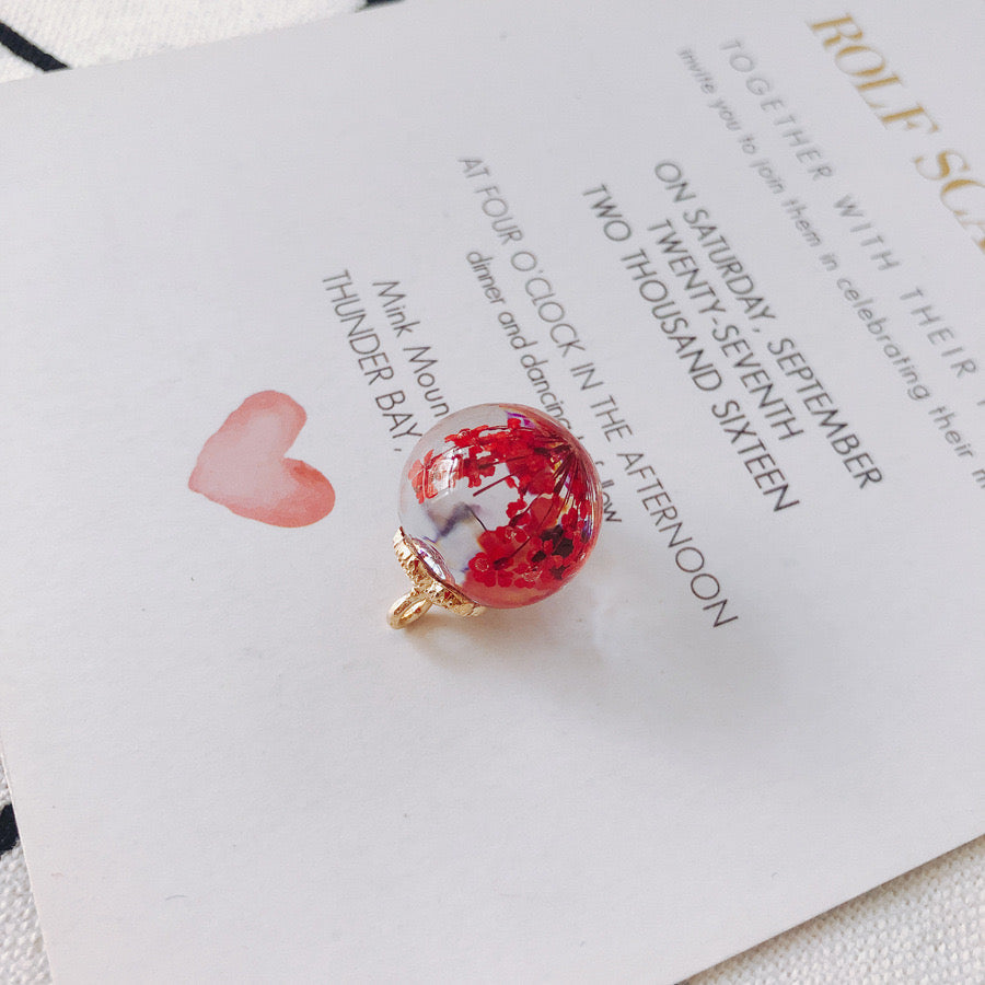 FS3460- 16MM Real Dried Flower Resin Glass Charms For Making Car Hangers