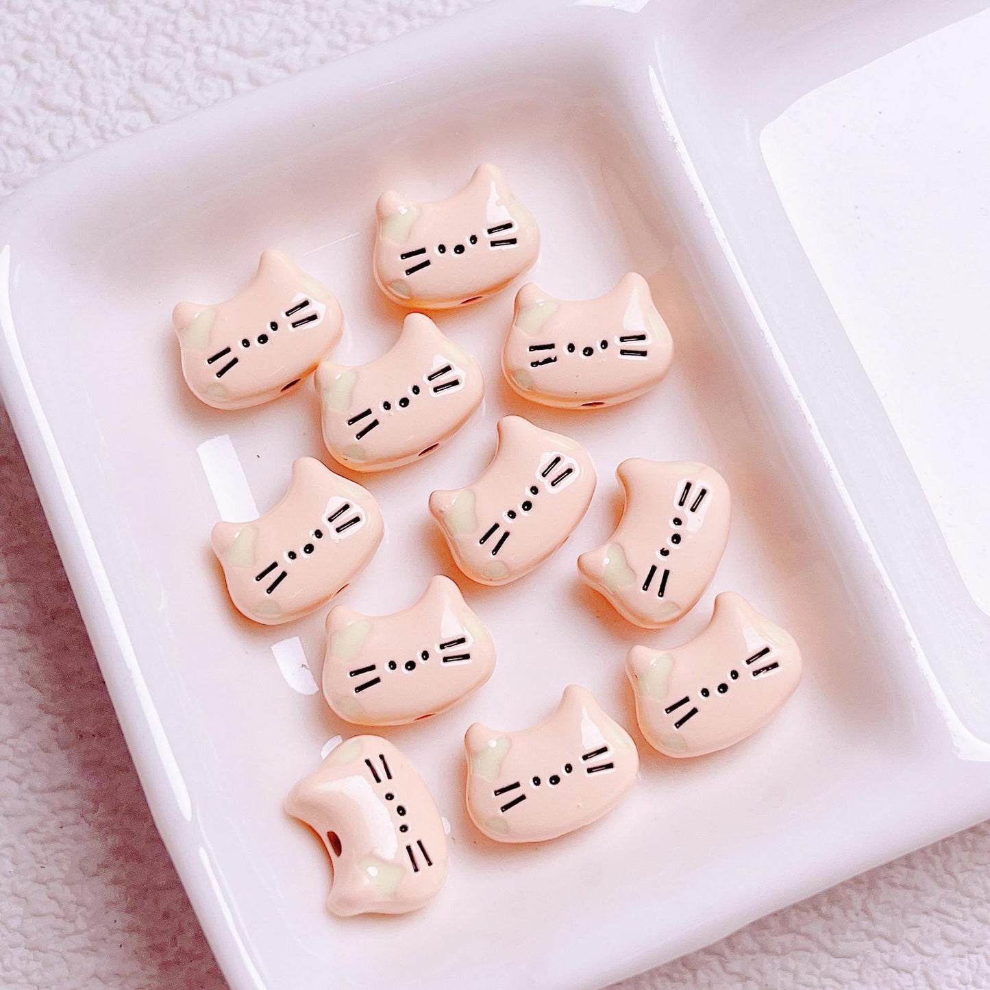 FS2512-12MM Random Mixed Color Cute Cat Head Metal Beads For Making Keychain