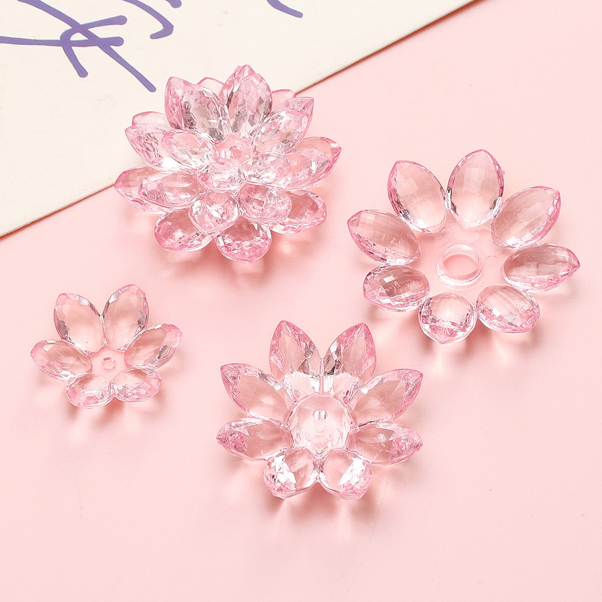 FS2307-Clear Color Lotus Flower (1 Set=24MM Size +34MM Size +38MM Size )