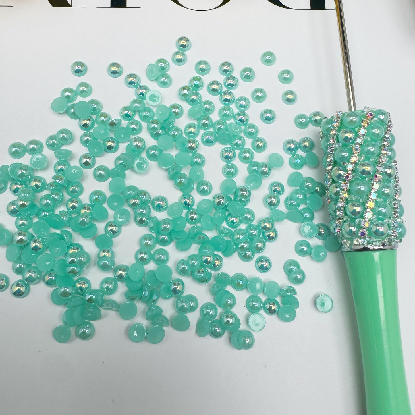FS3639-4mm AB Half Pearl Looking Half Acrylic Pearl Patch For Making Fancy Beads Or Fancy Pen