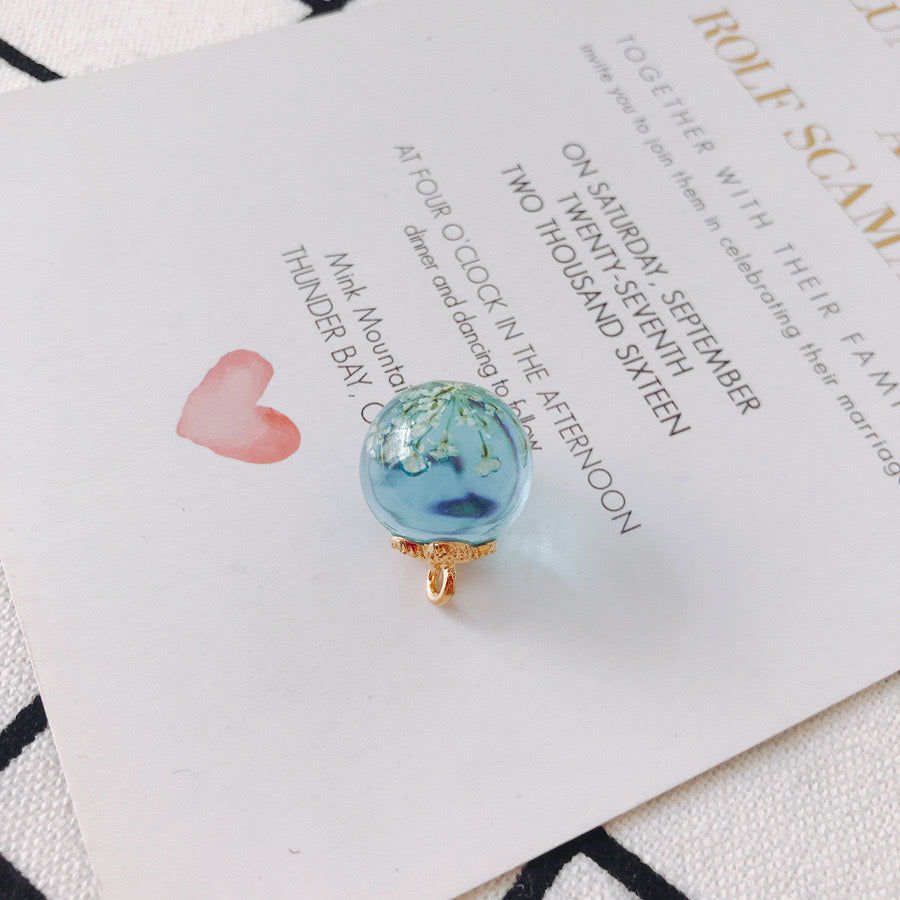 FS3460- 16MM Real Dried Flower Resin Glass Charms For Making Car Hangers