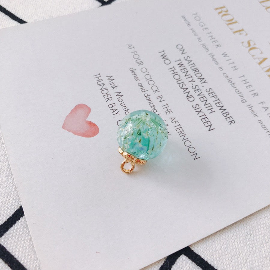 FS3460- 16MM Real Dried Flower Resin Glass Charms For Making Car Hangers