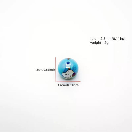 FS4258-16MM Random Mixed Solid Color UV Coating Snoopy Printed Acrylic Beads Fit For Beadable Pens