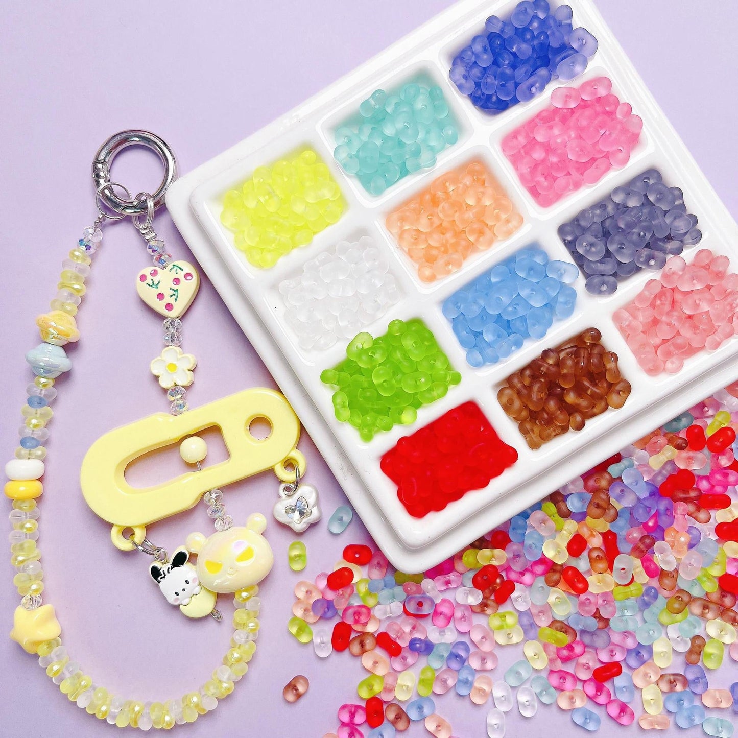 FS2381-3¡Á6mm Clear Frosted Peanut Acrylic Beads For Making Key Chain