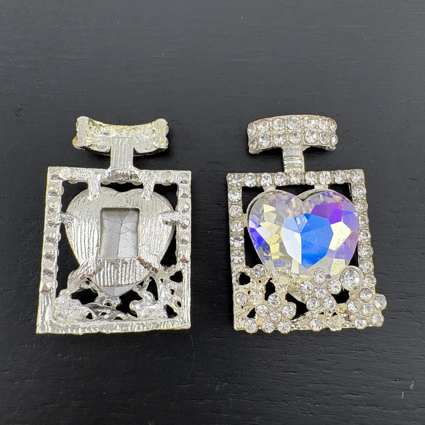 FS2499- Heart Crystal Alloy Metal Perfume Bottles Parts For making fancy Beads
