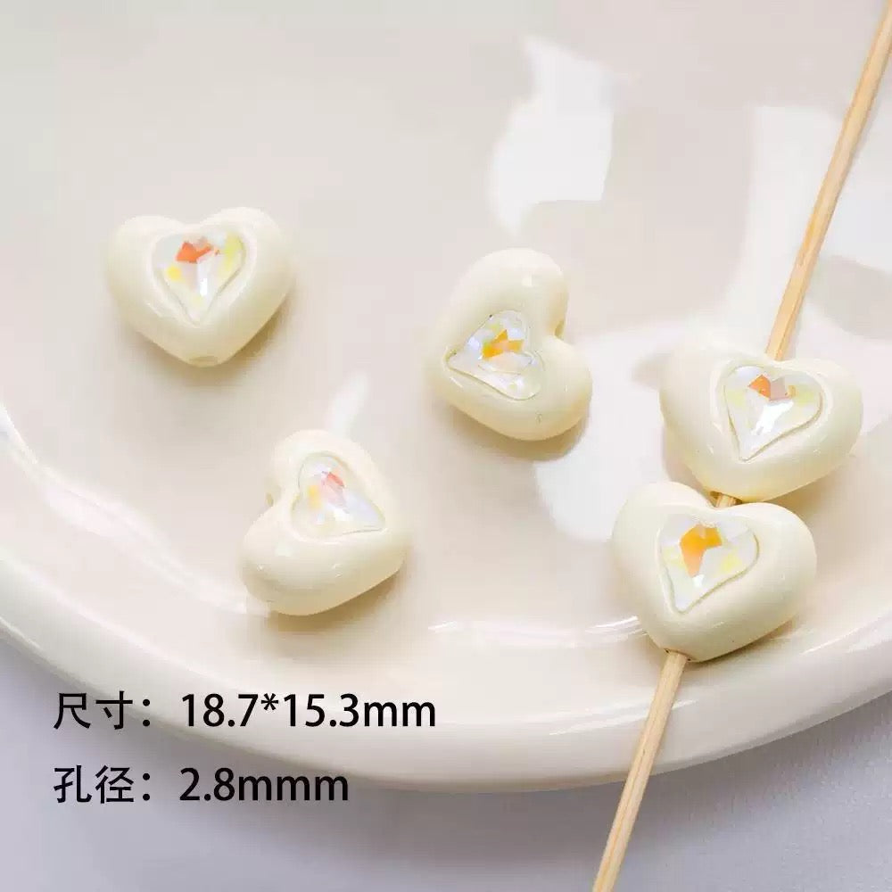 FS2531-Ramdom Mixed Color Heart Shape Acrylic Beads Fit For Beadable Pens