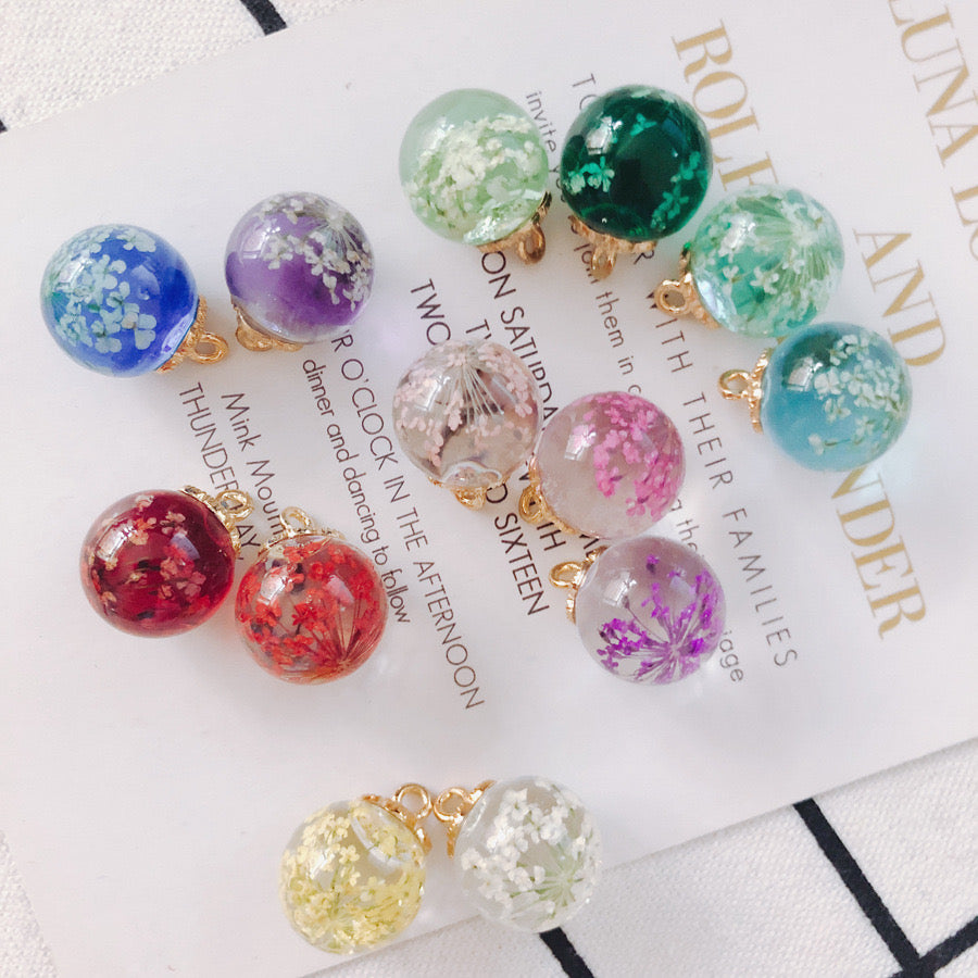 FS3460- 16MM Real Dried Flower Resin Glass Charms For Making Car Hangers
