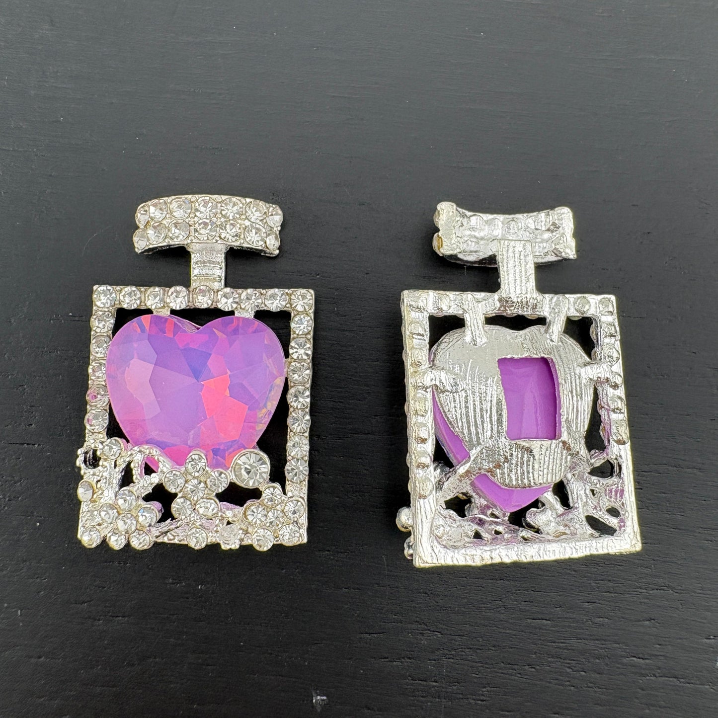 FS2499- Heart Crystal Alloy Metal Perfume Bottles Parts For making fancy Beads