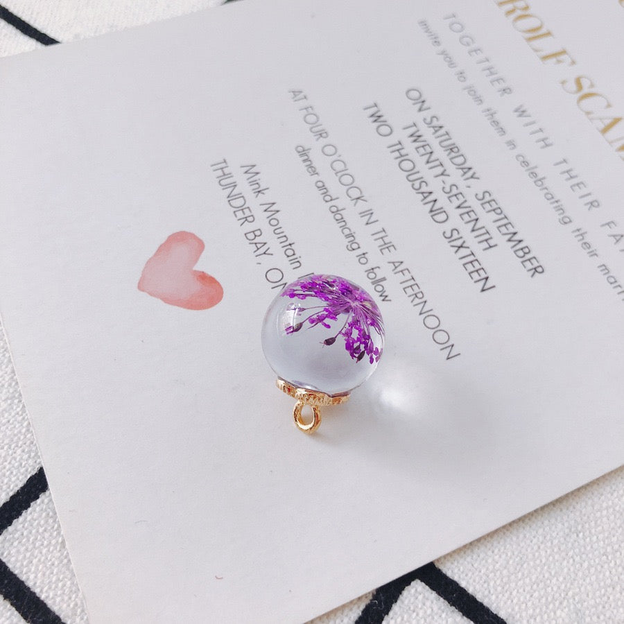 FS3460- 16MM Real Dried Flower Resin Glass Charms For Making Car Hangers