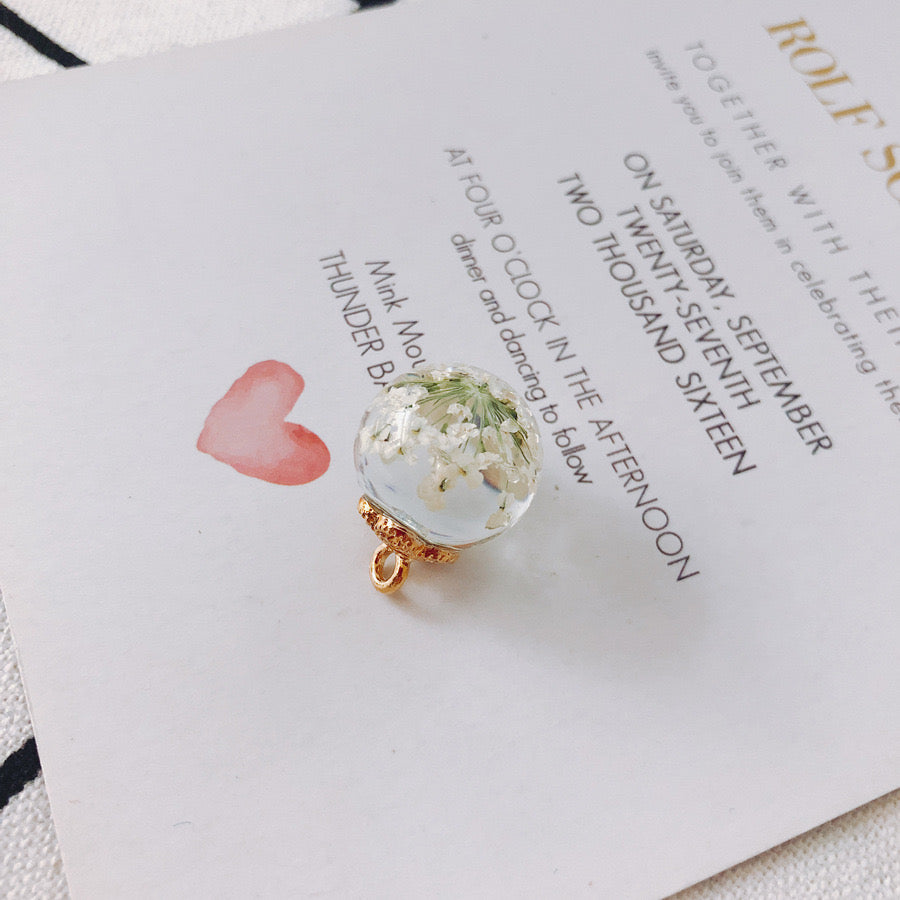FS3460- 16MM Real Dried Flower Resin Glass Charms For Making Car Hangers