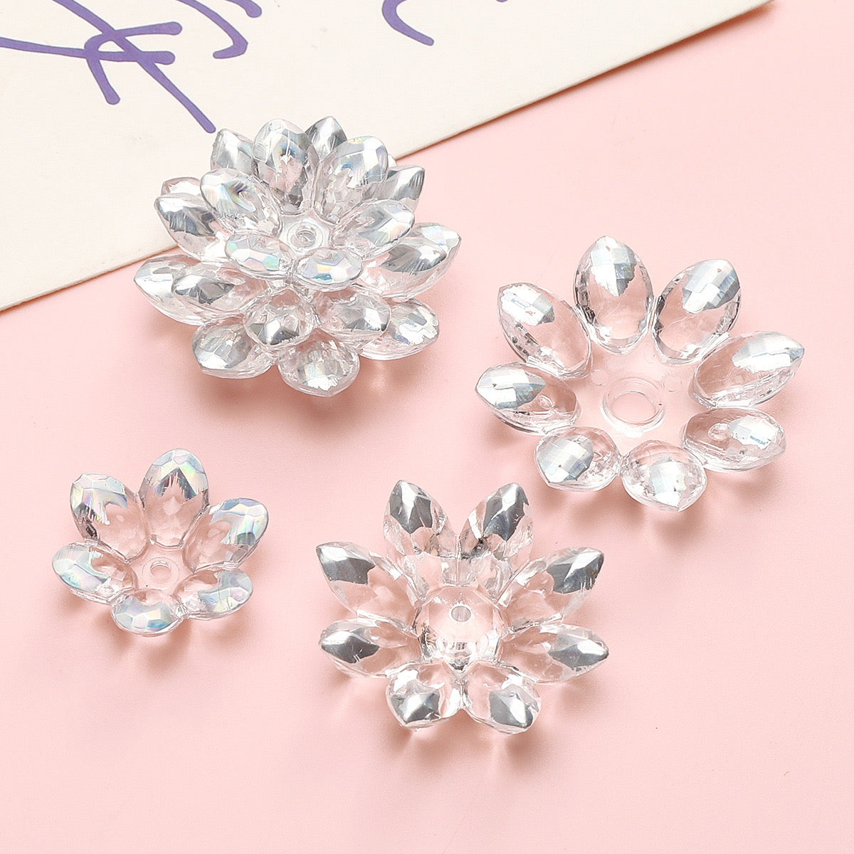 FS2307-Clear Color Lotus Flower (1 Set=24MM Size +34MM Size +38MM Size )