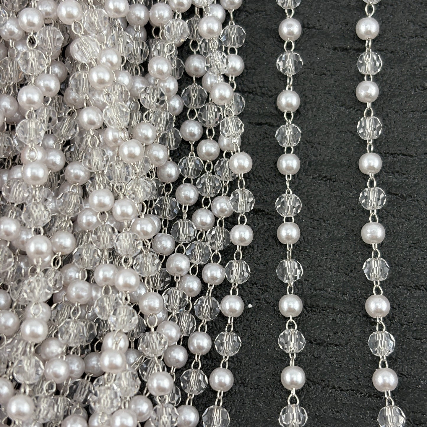 FS2318- 4mm Pearl+Crystal Chain