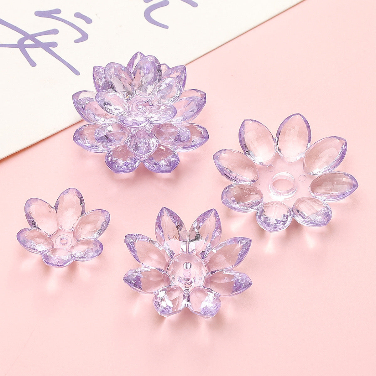 FS2307-Clear Color Lotus Flower (1 Set=24MM Size +34MM Size +38MM Size )