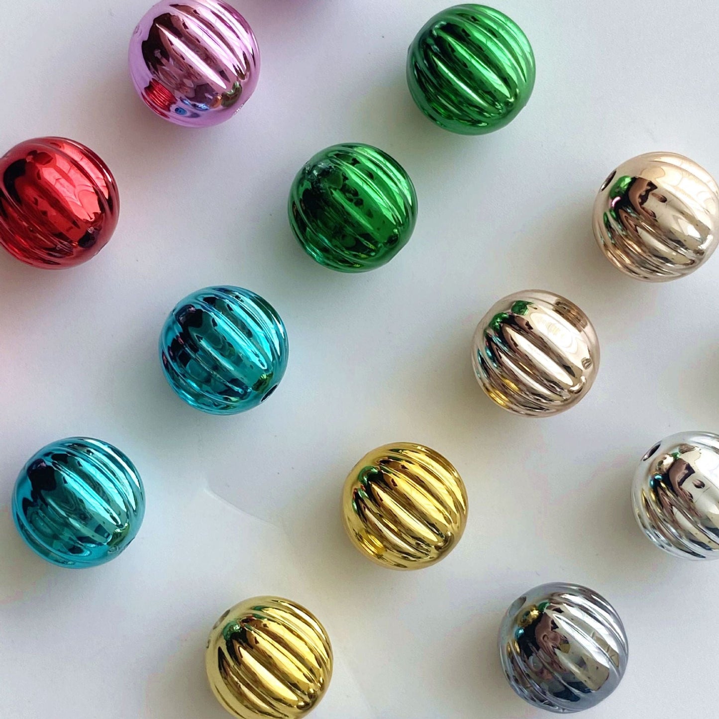 FS0425-16MM Metallic UV Shiny Acrylic Beads Fit For Beadable Pens