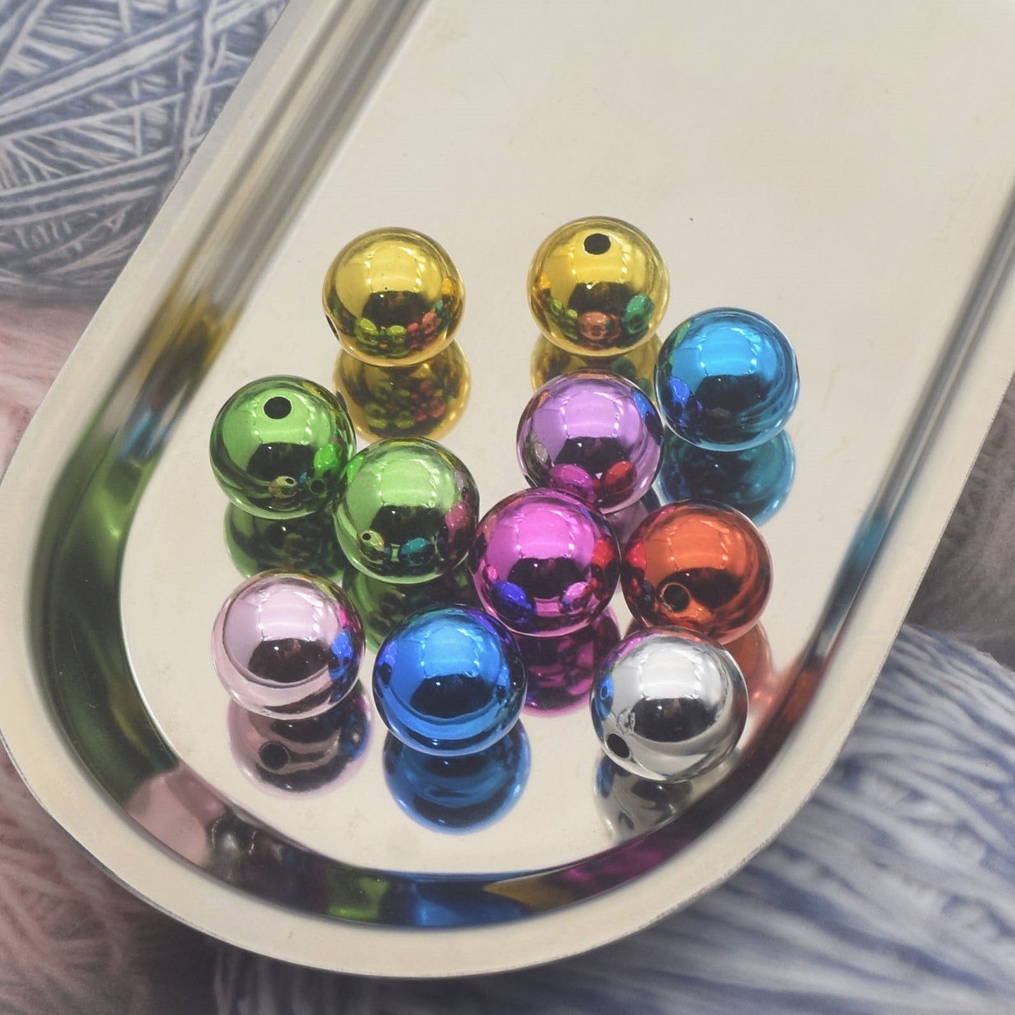 FS1709-16MM Metallic Acrylic Beads Fit For Beadable Pens