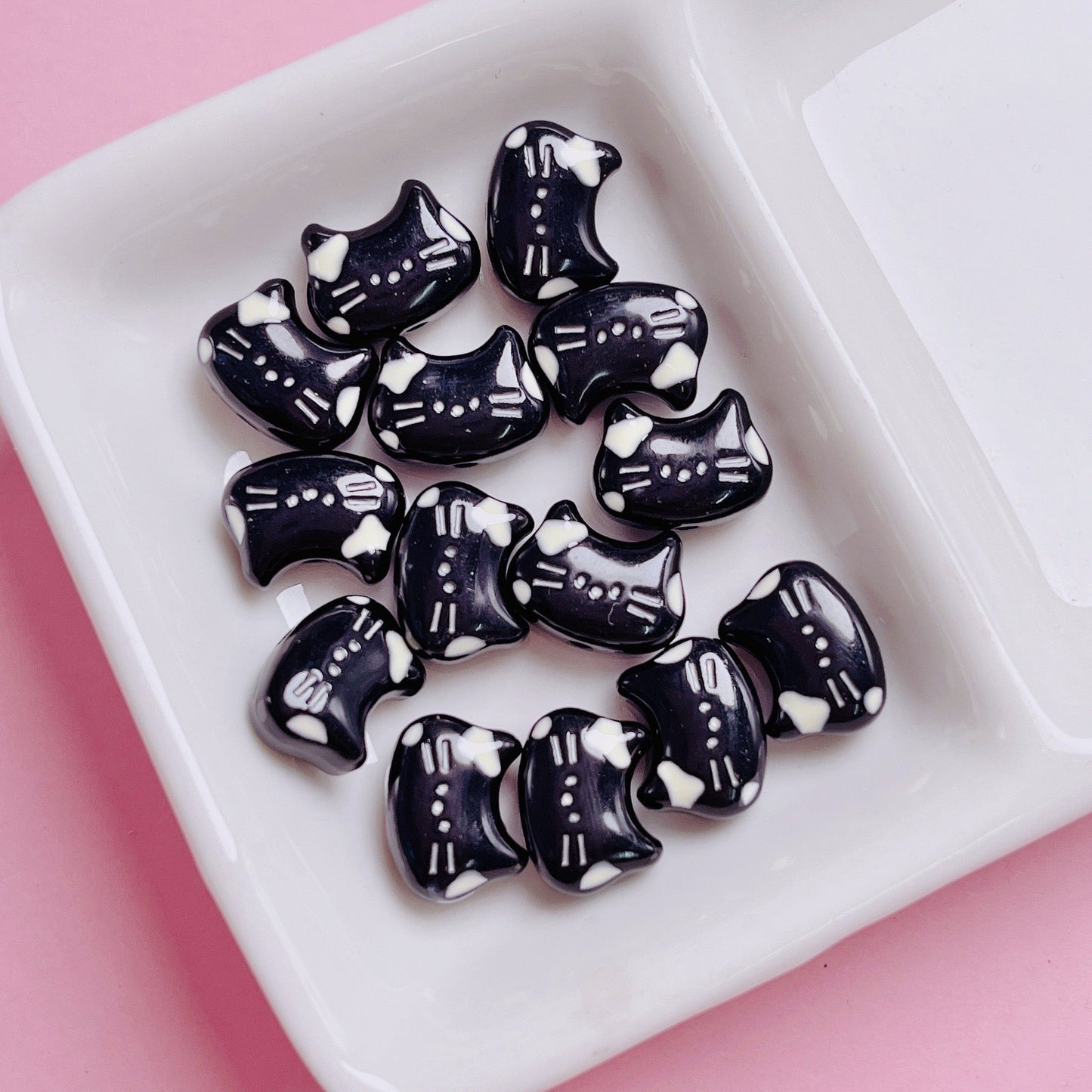FS2512-12MM Random Mixed Color Cute Cat Head Metal Beads For Making Keychain