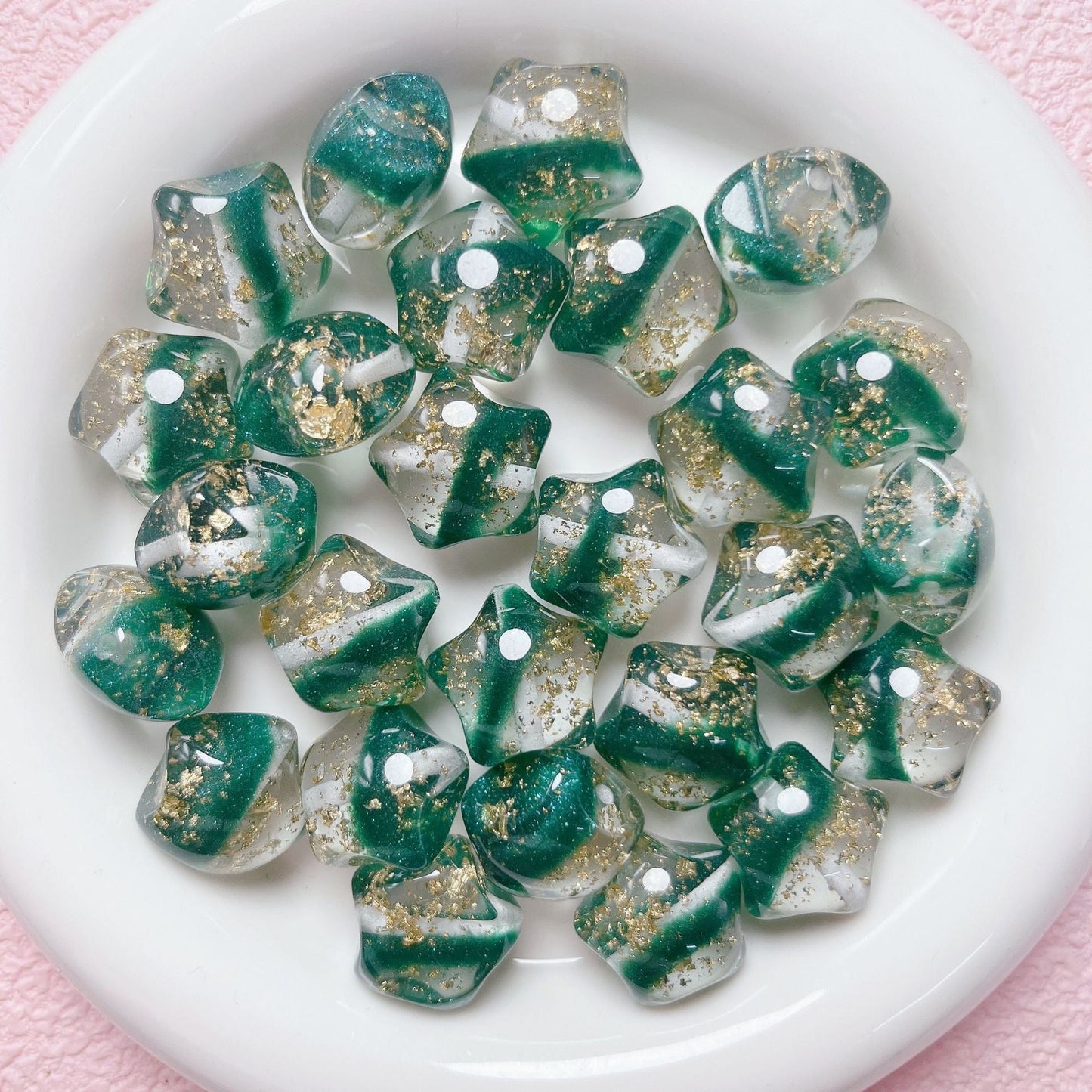 FS1699-20mm*19mm Gold Foil Resin Beads Fit For Beadable Pens