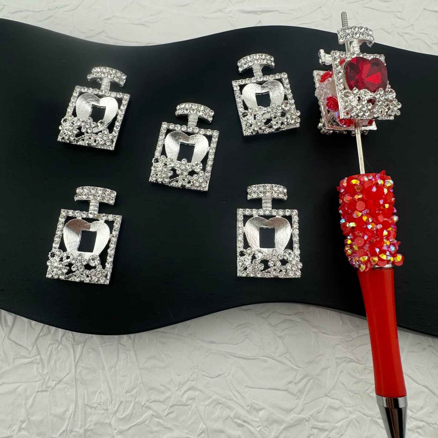 FS2498-Sliver Metal Bottle Patch £¨no Heart Crystal£© For Making Fancy Beads (Can fit 16mm Heart Crystal)