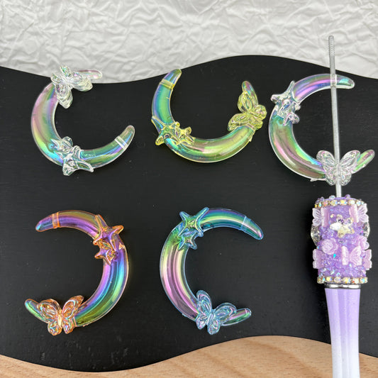 FS2492- 41mm Two Hole UV Clear Butterfly Star Moon Acrylic Beads Mixed Color