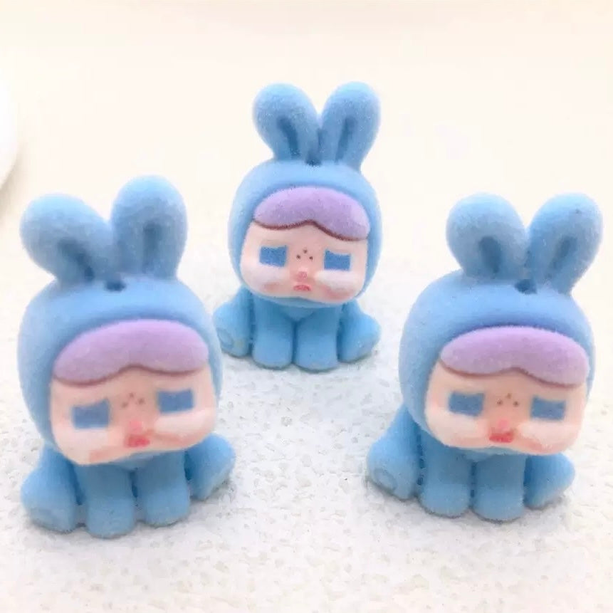 FS2923- 5 Pieces Flocked Cry Baby Rabbit Beads