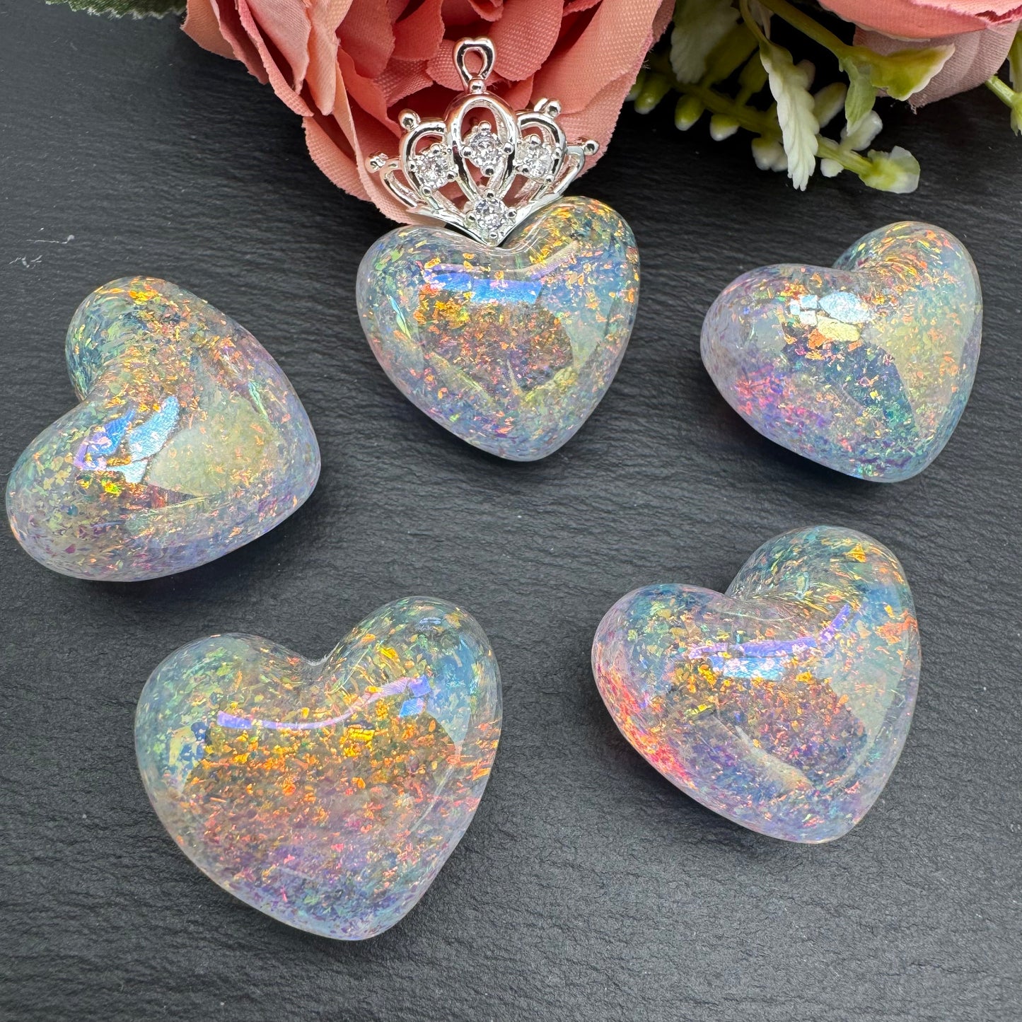 FS4612-17¡Á31mm UV Shiny Glitter Heart Resin Beads For Making Pendant