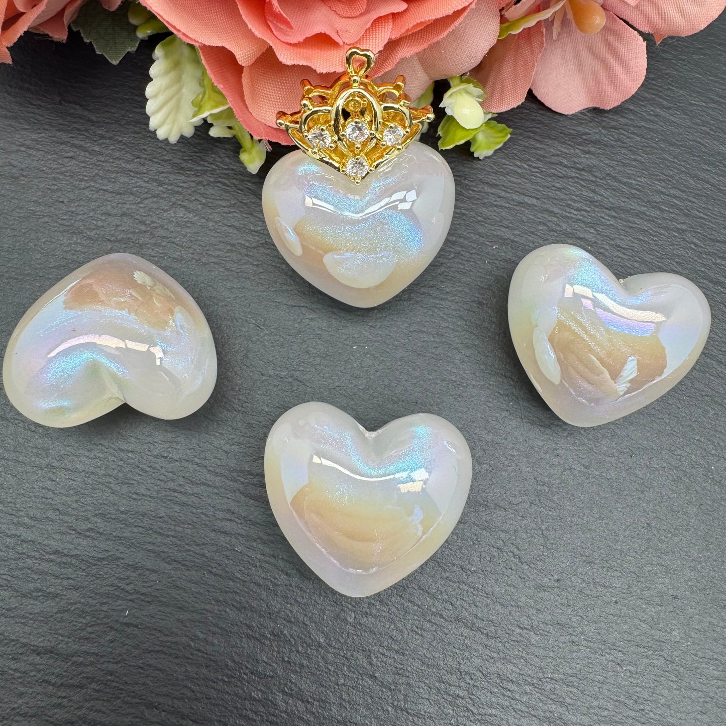 FS3431-17¡Á31mm Heart Shape Resin Beads (Half Hole) For Making Pendant