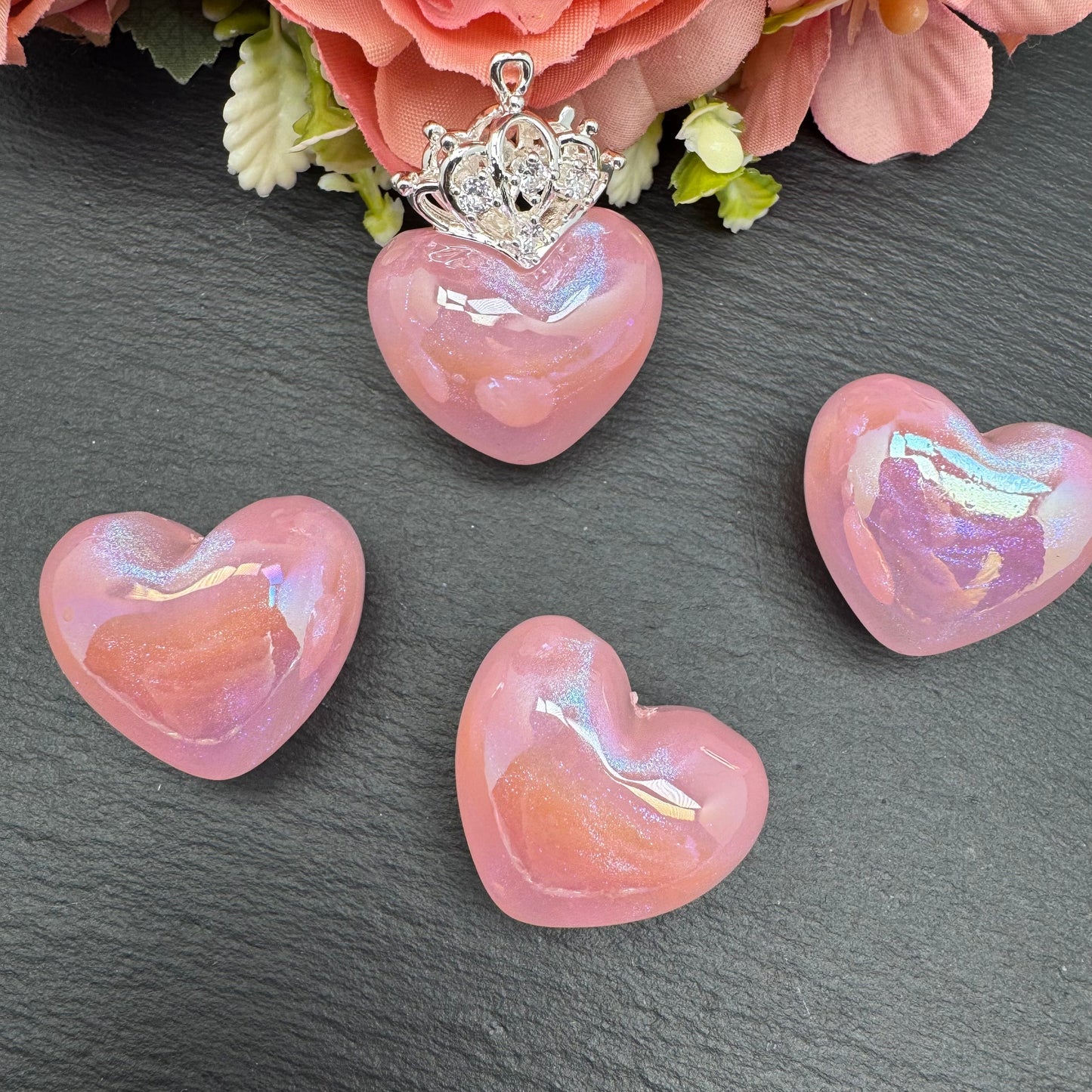 FS3431-17¡Á31mm Heart Shape Resin Beads (Half Hole) For Making Pendant