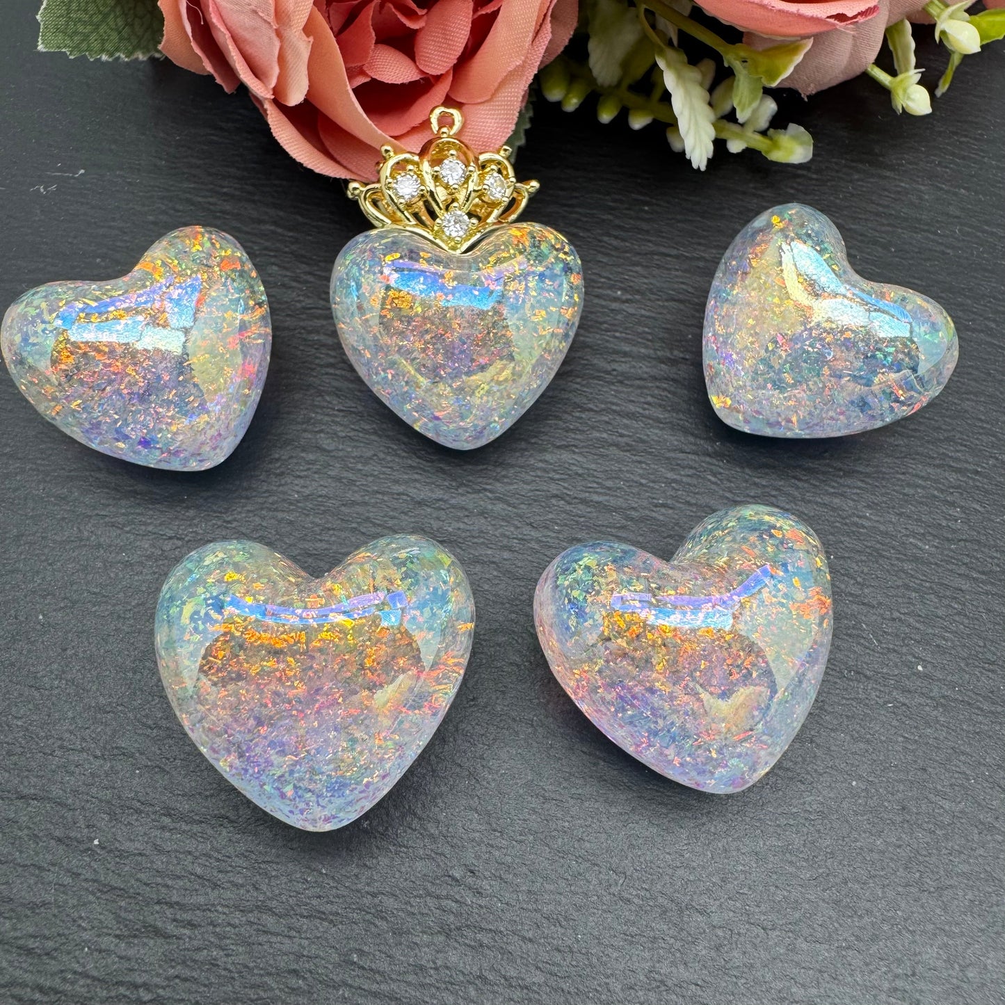 FS4612-17¡Á31mm UV Shiny Glitter Heart Resin Beads For Making Pendant