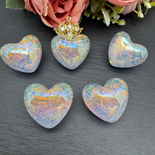 FS4612-17¡Á31mm UV Shiny Glitter Heart Resin Beads For Making Pendant