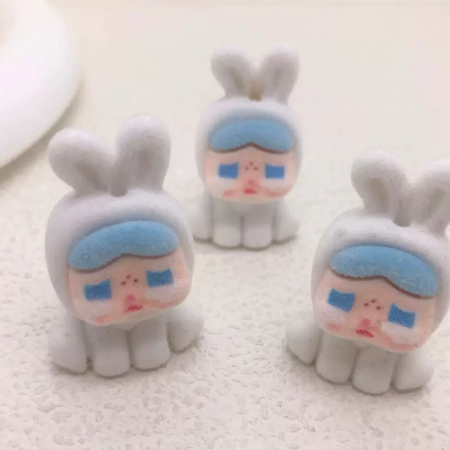 FS2923- 5 Pieces Flocked Cry Baby Rabbit Beads