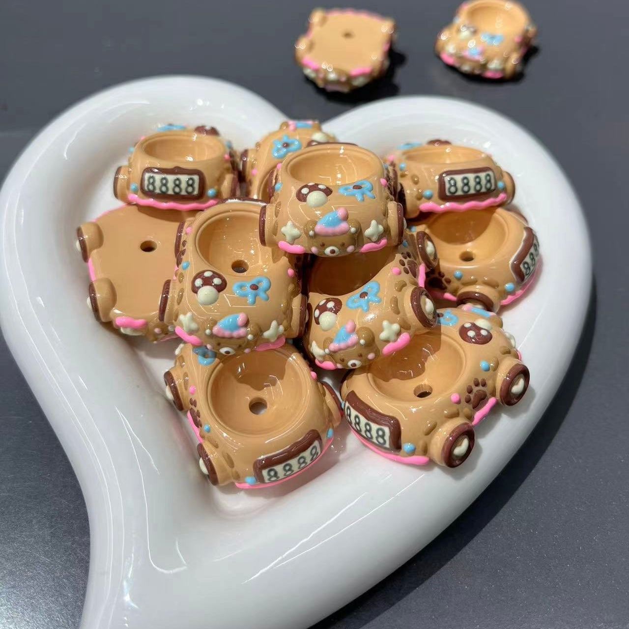 FS4638- Brown Bear Hand Painted Acrylic Beads Fit For Beadable Pens