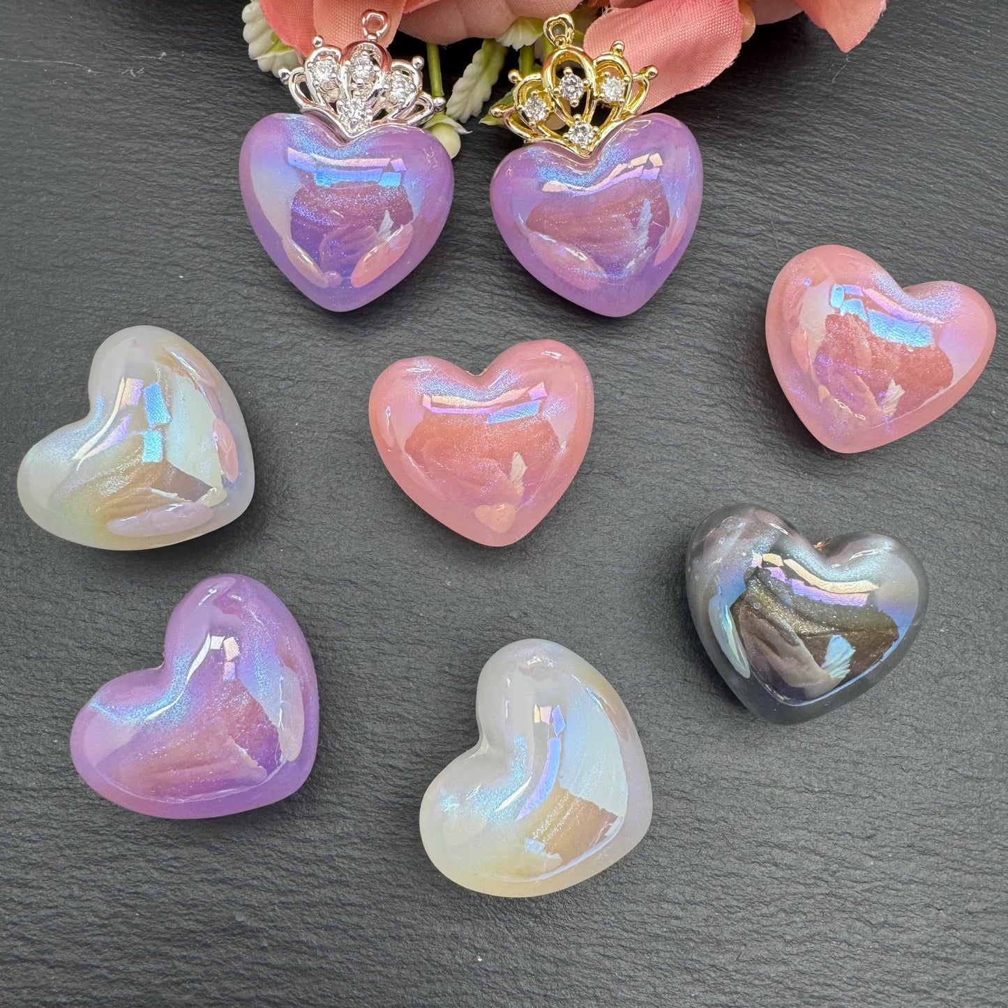 FS3431-17¡Á31mm Heart Shape Resin Beads (Half Hole) For Making Pendant