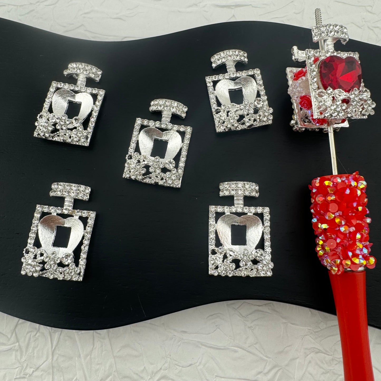 FS2498-Sliver Metal Bottle Patch £¨no Heart Crystal£© For Making Fancy Beads (Can fit 16mm Heart Crystal)