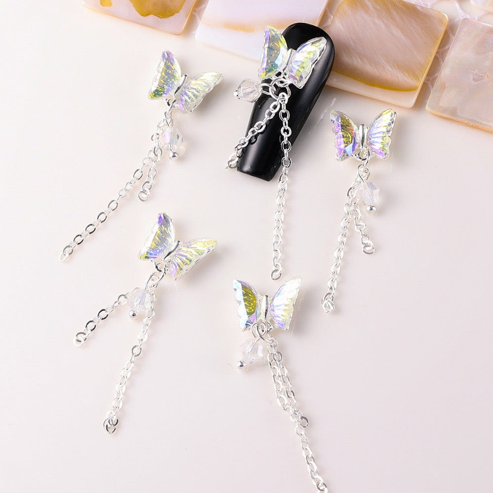 FS2732-1.2¡Á4.2cm AB Color Butterfly Nail Charms For Making Fancy Beads Or Fancy Pen