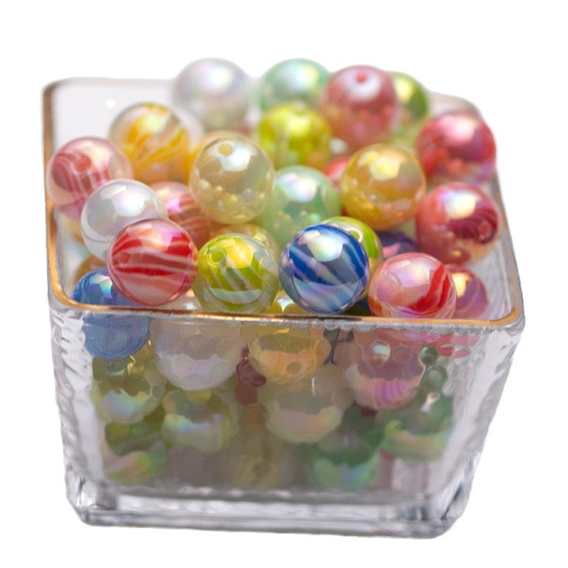 FS1707-16MM Random Mixed Color Striped Resin Beads Fit For Beadable Pens
