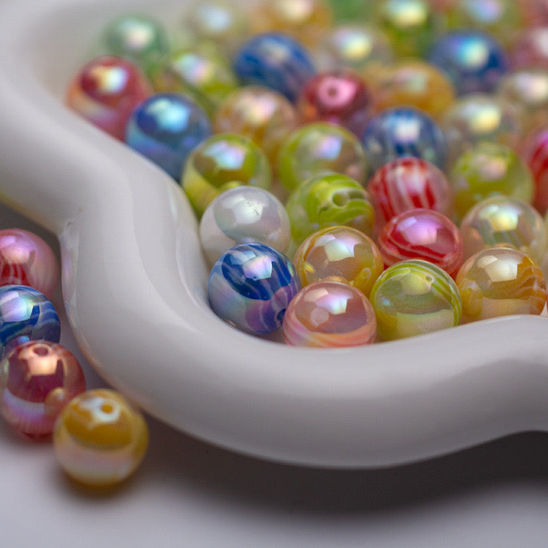 FS1707-16MM Random Mixed Color Striped Resin Beads Fit For Beadable Pens