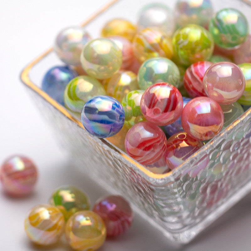 FS1707-16MM Random Mixed Color Striped Resin Beads Fit For Beadable Pens