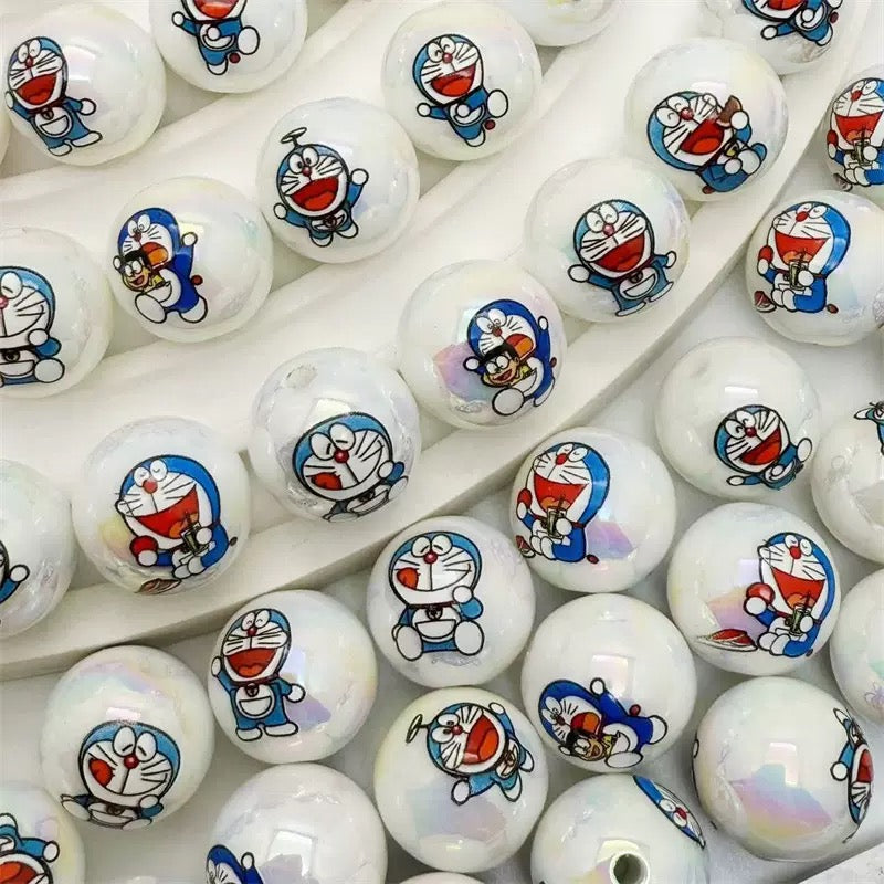 FS4267-16MM UV Coating Doraemon Printed Acrylic Beads Fit For Beadable Pens