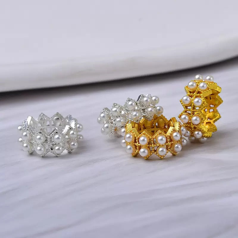 FS2846- 12mm Two Rows Pearl Alloy Spacers