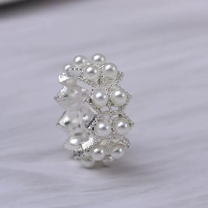 FS2846- 12mm Two Rows Pearl Alloy Spacers