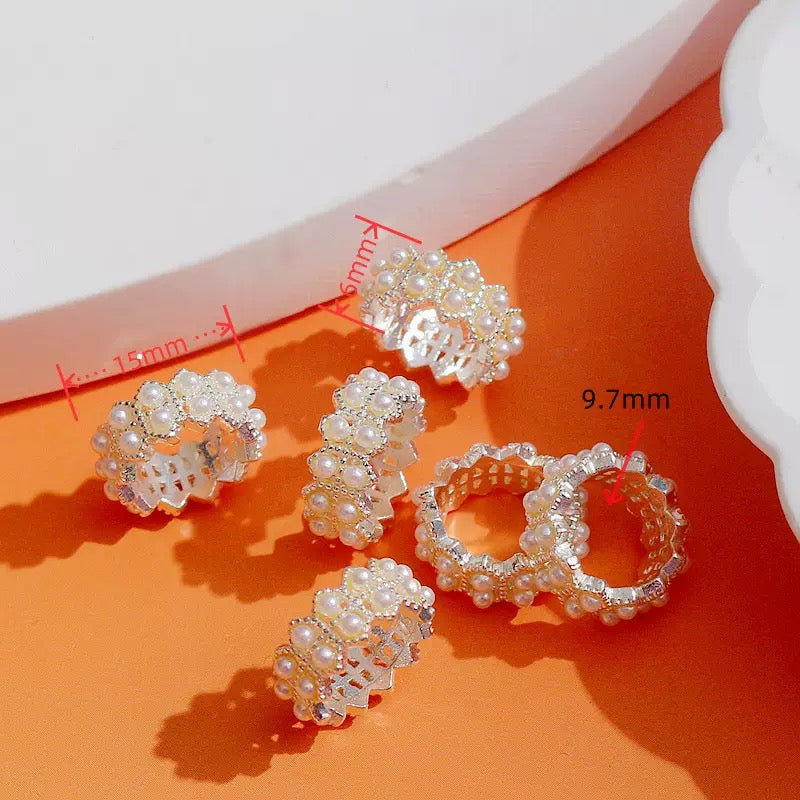 FS2852- 15mm Two Rows Pearl Alloy Spacers