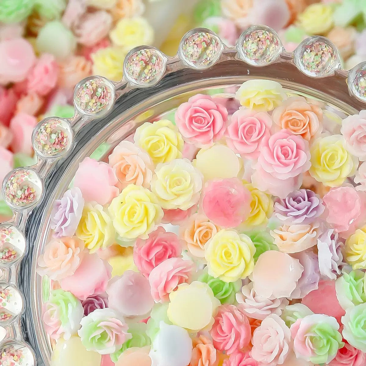 FS2826- 10mm Random Mixed Color Gardenia Flower Nail Charms For Making Fancy Pen Or Fancy Beads