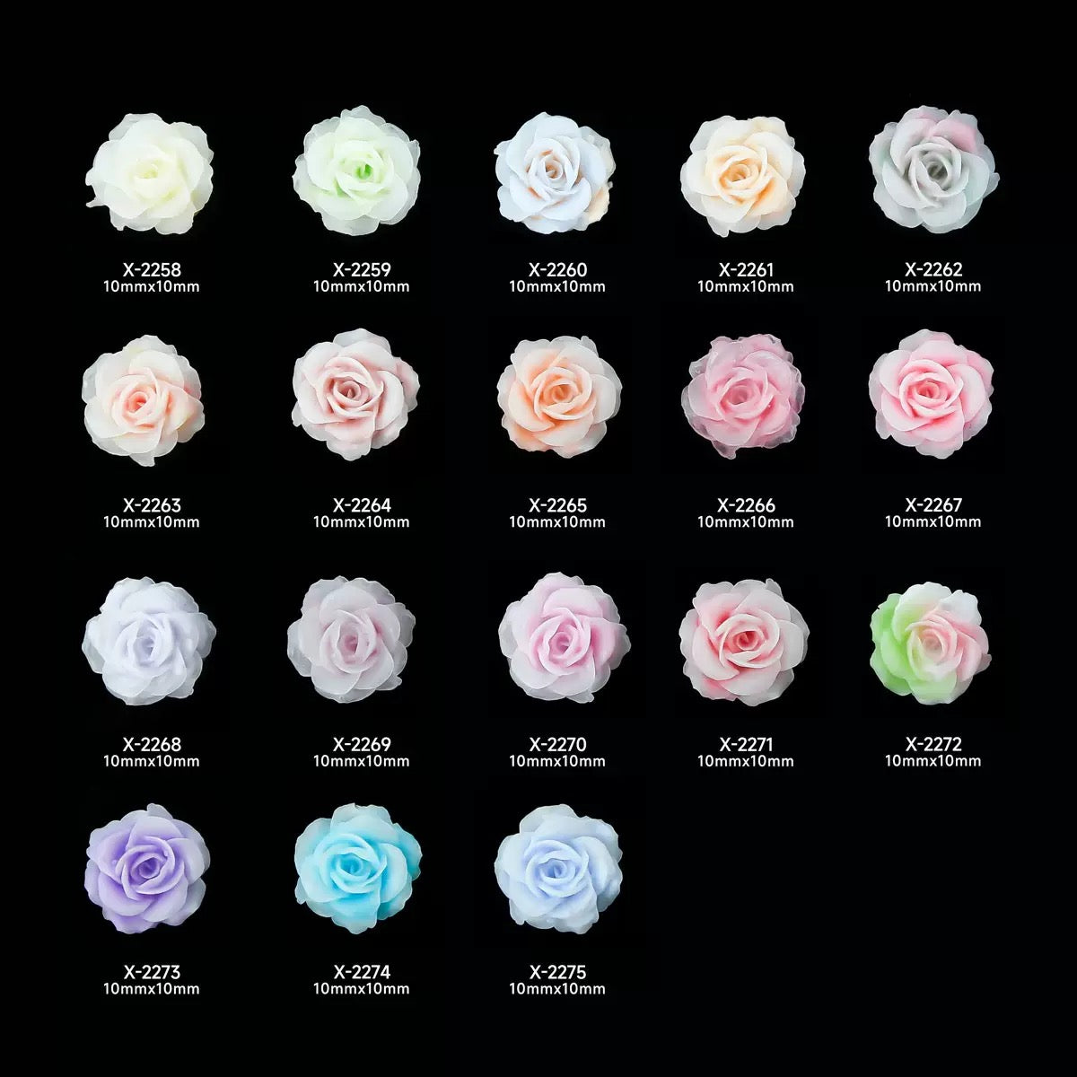 FS2826- 10mm Random Mixed Color Gardenia Flower Nail Charms For Making Fancy Pen Or Fancy Beads