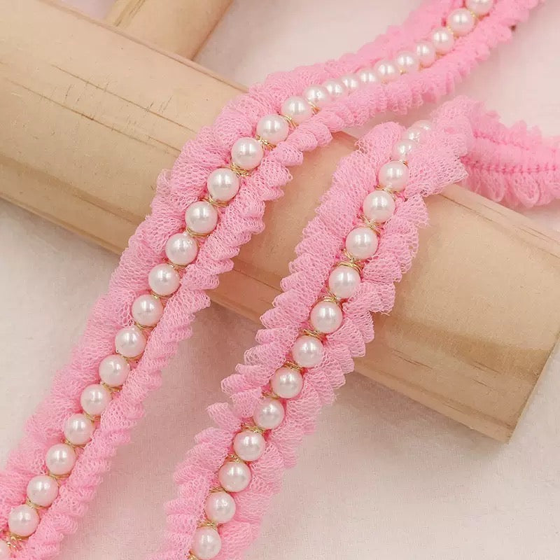 FS0065-2Meter 1.7mm Width Lace Farbic With Pearl