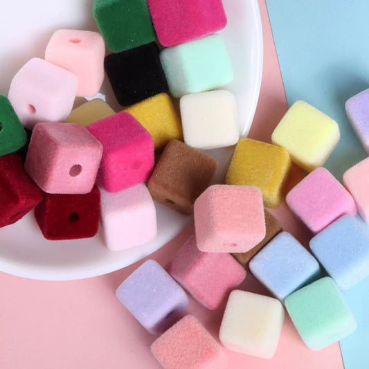 FS2191-About 14MM Size Frocked Acrylic Cube Beads Fit For Beadable Pens