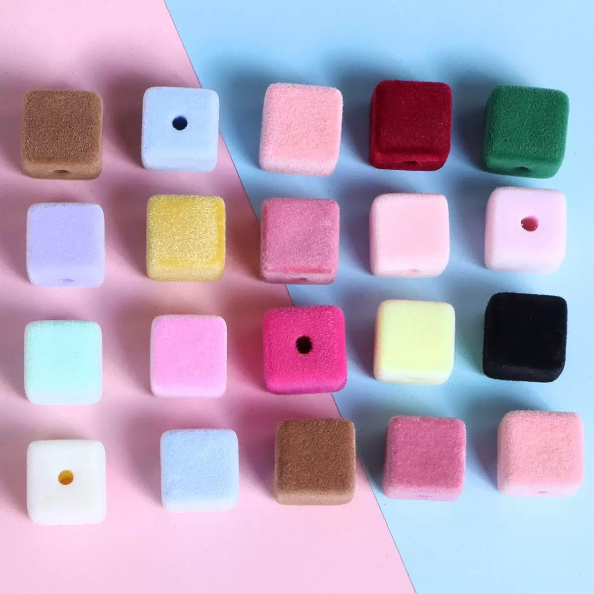 FS2191-About 14MM Size Frocked Acrylic Cube Beads Fit For Beadable Pens