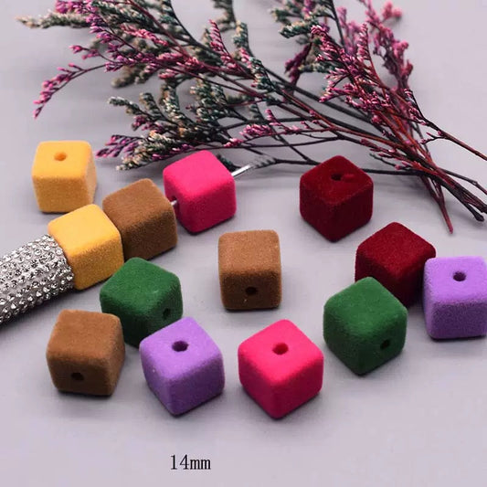 FS2191-About 14MM Size Frocked Acrylic Cube Beads Fit For Beadable Pens